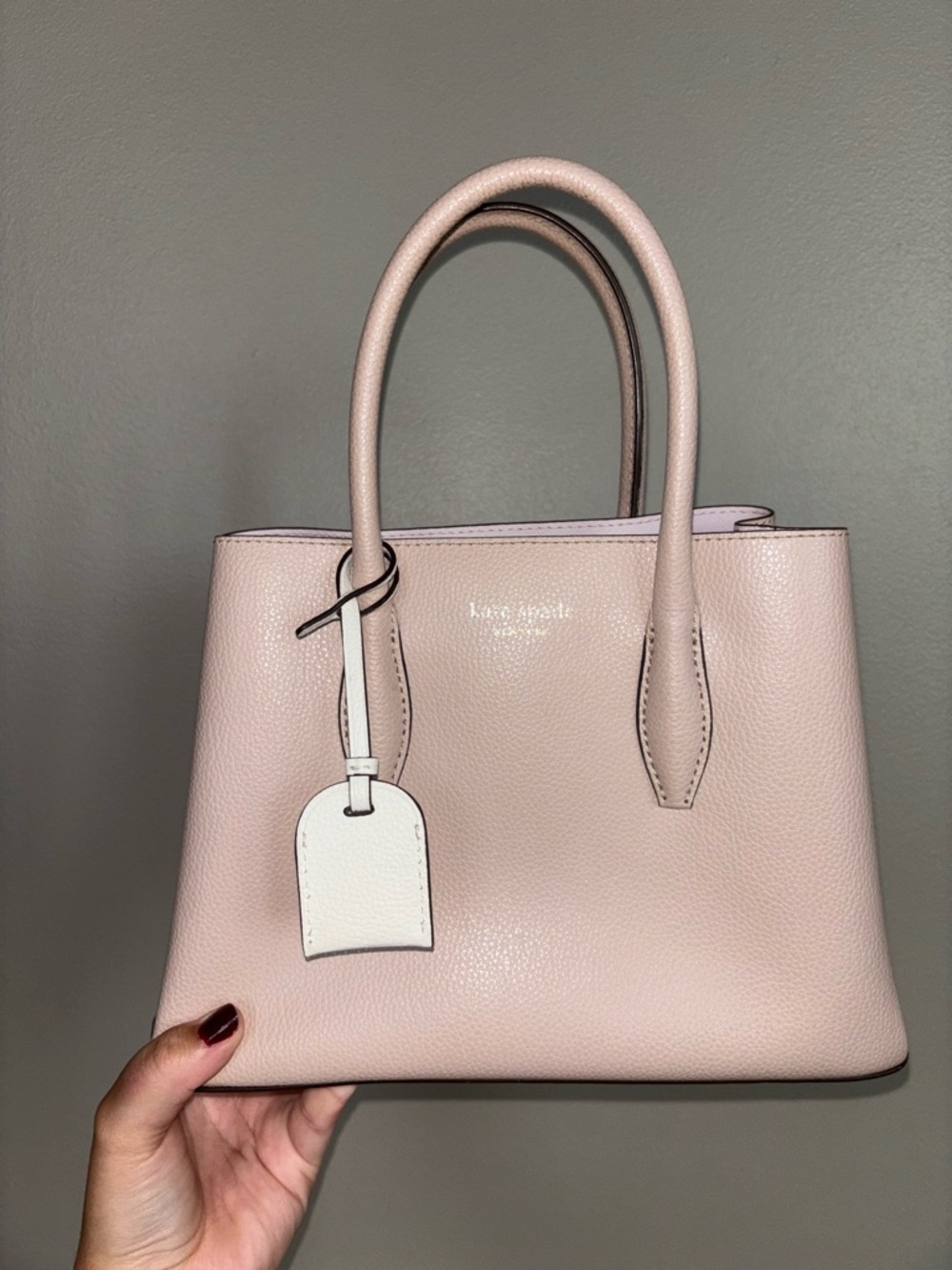 kate spade Eva Pale Blush Leather Satchel with White Tag